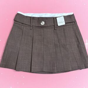 NWT ASTR the Label Eirwen Skirt Free People Brown Pleated Mini Skirt Y2K Size XS